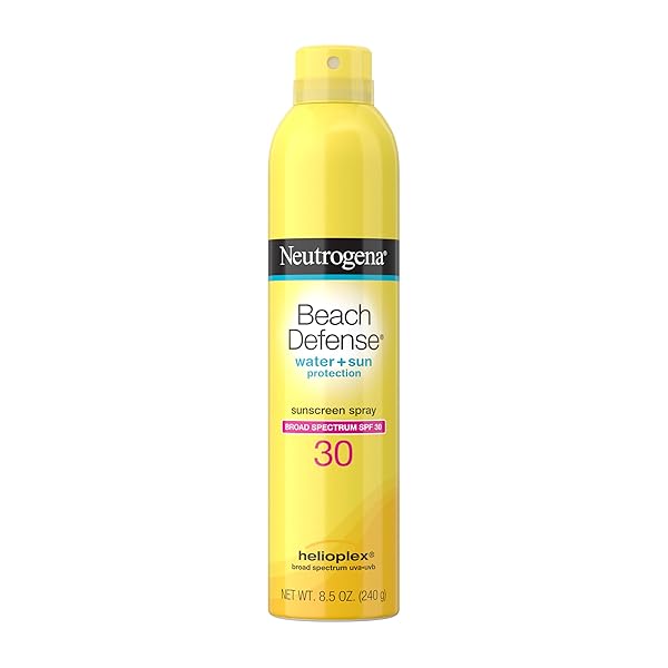 NEUTROGENA BEACH DEFENSE SUNSCREEN SPRAY BROAD SPECTRUM SPF 30, 8.5 OZ, WATER RESISTANT, FAST ABSORBING, OXYBENZONE FREE, LIGHTWEIGHT SUN PROTECTION, FACE AND BODY SUNSCREEN