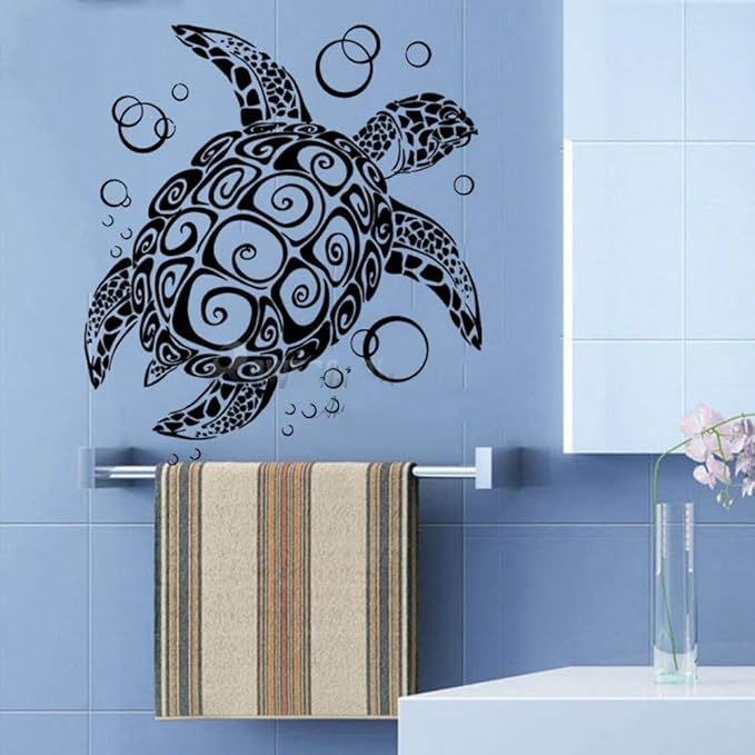 JXAA Tortuga Marina Con Burbuja Pegatinas de Pared Océano Mar Animal