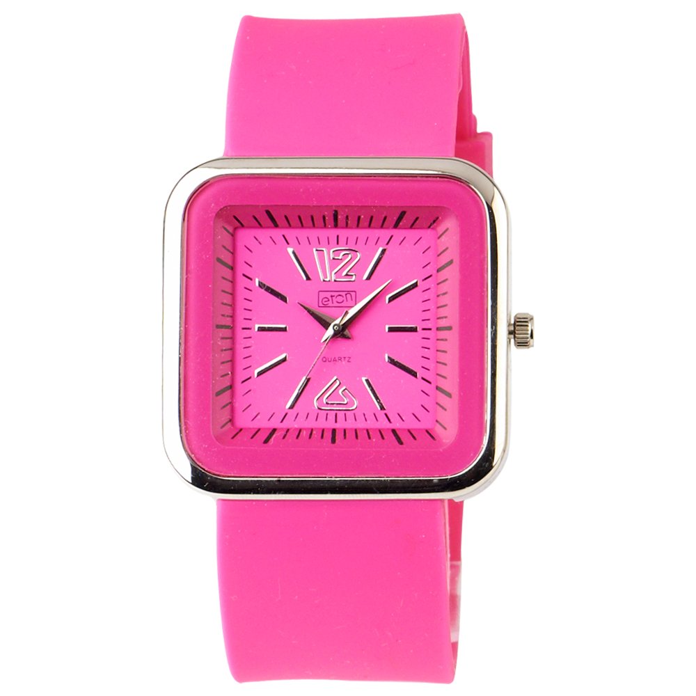Eton Ladies Square Pink Silicon Strap Watch 2897-5