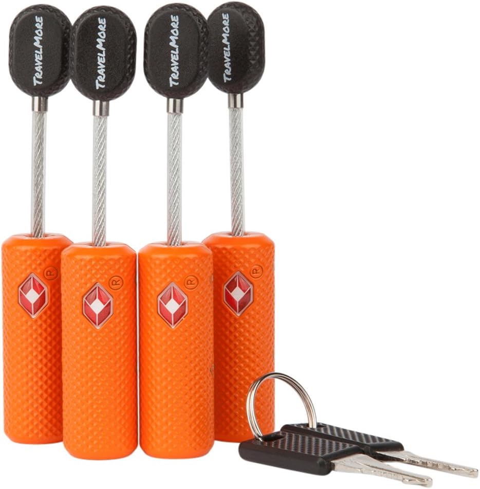 4 Pack TSA Approved Luggage Locks with Keys for Travel – Flexible Ultra Secure Mini Key Padlock & Metal Zinc Alloy Material – Orange: Home Improvement
