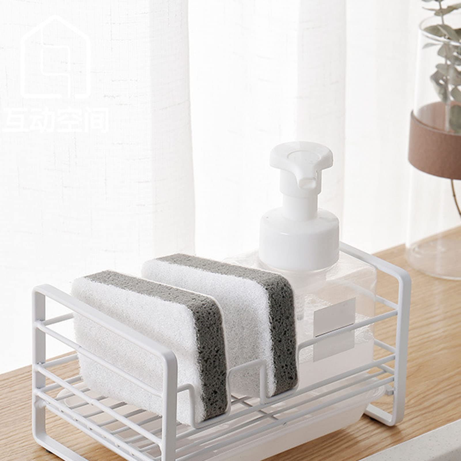 Matte White Sponge Storage Rack - Compact Rust Prevention Sponge Holder, Kitchen Sink Organiser, Sink Tidy Caddy - Kitchen Storage & Organisation for Shower Room Use