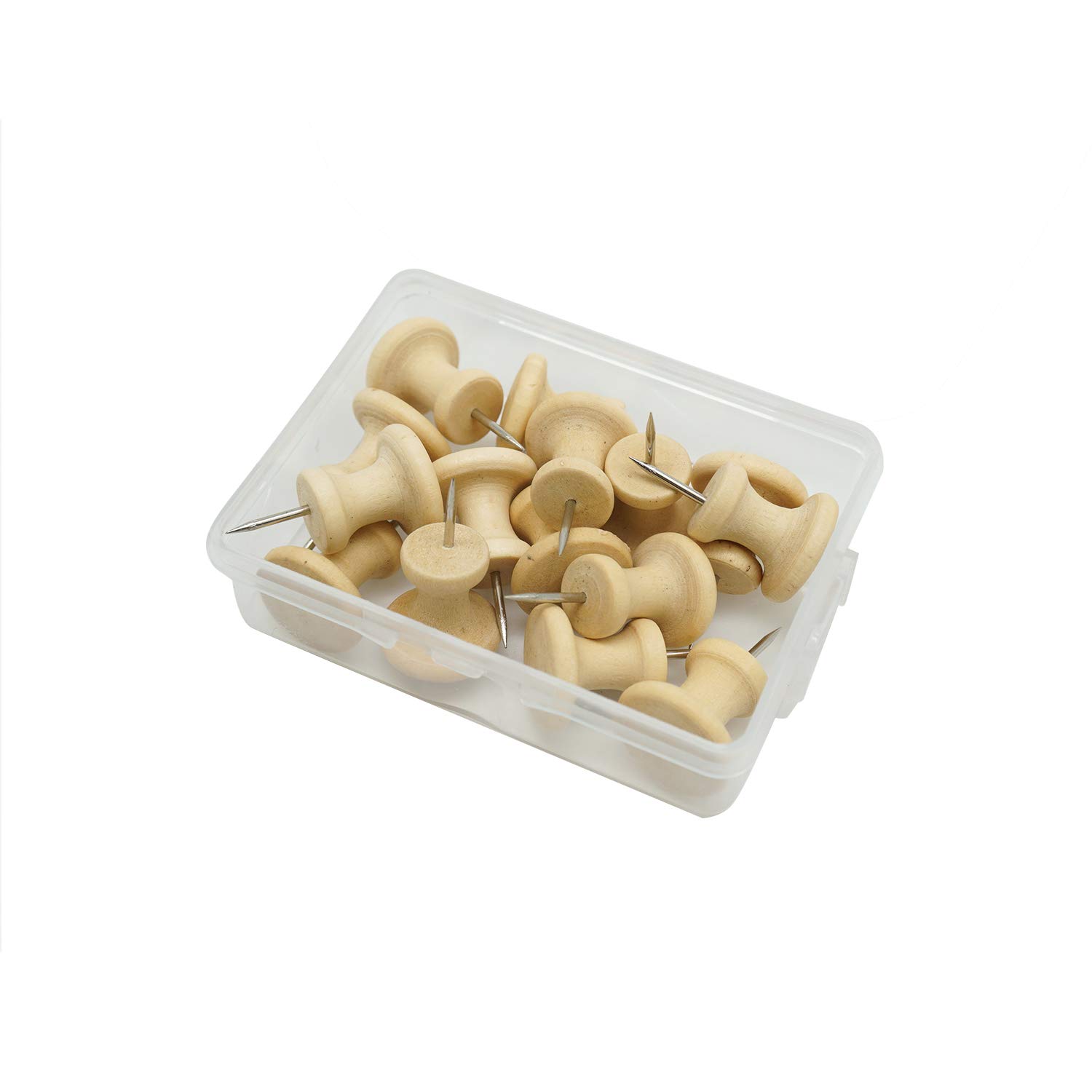 Cork Board Pins Big I-Shaped Push pins Wood Push Pins Wood Head with Steel Point, 15 Pack