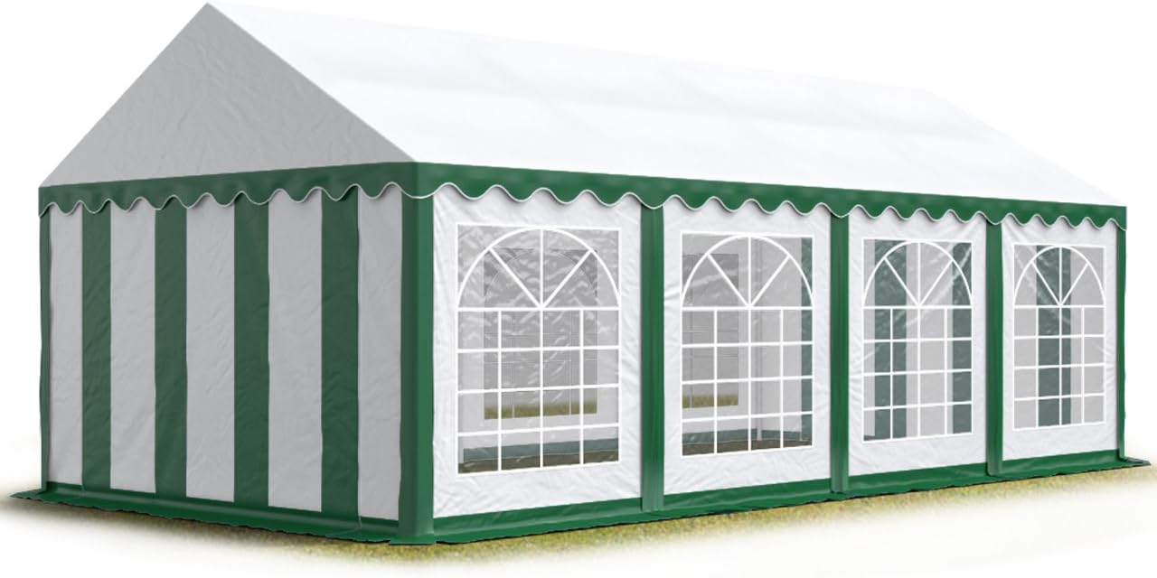 TOOLPORT 4x8 m Marquee Party Tent Heavy Duty approx. 500g/m² PVC Waterproof Tarpaulin All Year Use Wedding Event green-white