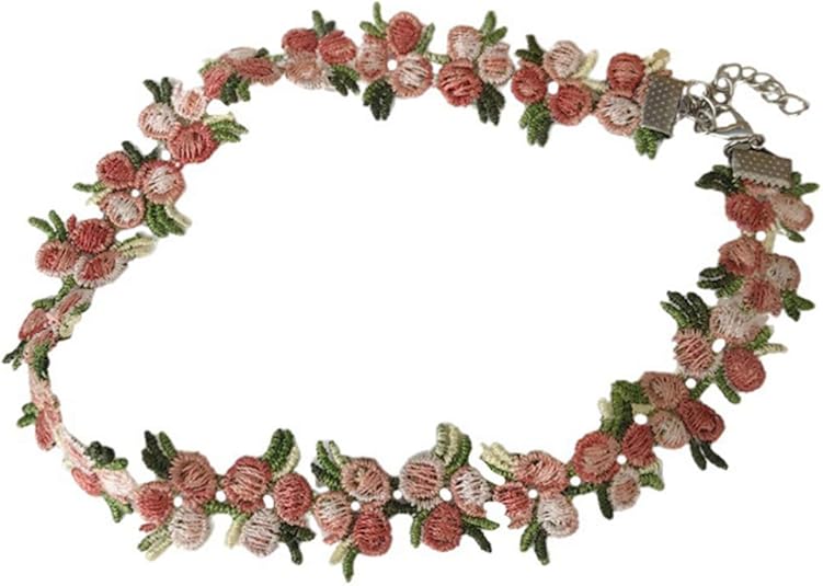 Amazon Kesyoo チョーカー レディース チョーカー ネックレス レディース 花 首飾り 首輪 可愛い 編み プレゼント ピンク ネックレス 通販