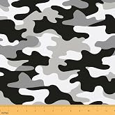 Grey Camouflage Fabric by The Yard,Black White Grey Soft Polyester No Stretch Sewing,Army Camo Abstract Fabric Soft Polyester No Stretch and Home DIY Projects,1 Yard