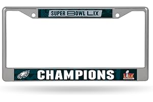 Rico Industries NFL Football Philadelphia Eagles 2025 Super Bowl LIX Champions 12" x 6" Chrome Frame with Decal Inserts - Car/Truck/SUV Automobile Accessory