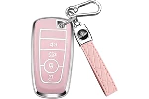 QBUC for Ford Key Fob Cover, Soft TPU Full Protection Key Fob Case Compatible with Ford F-150 2018-2024 Fusion Mustang Expedition Escape Edge Explorer Bronco Ranger Accessories (4 Buttons,Pink)