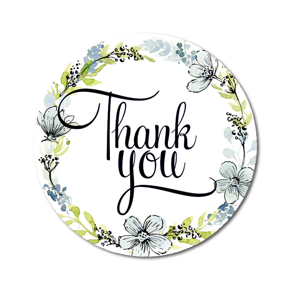 Darling Souvenir Classic Round Floral Border 1.6 Inches Thank You Stickers Envelope Seals-45 Pcs