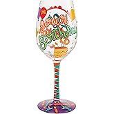 Enesco Lolita Life is Better on Your Birthday Hand-Painted Artisan Wine Glass, 15 Ounce, Multicolor