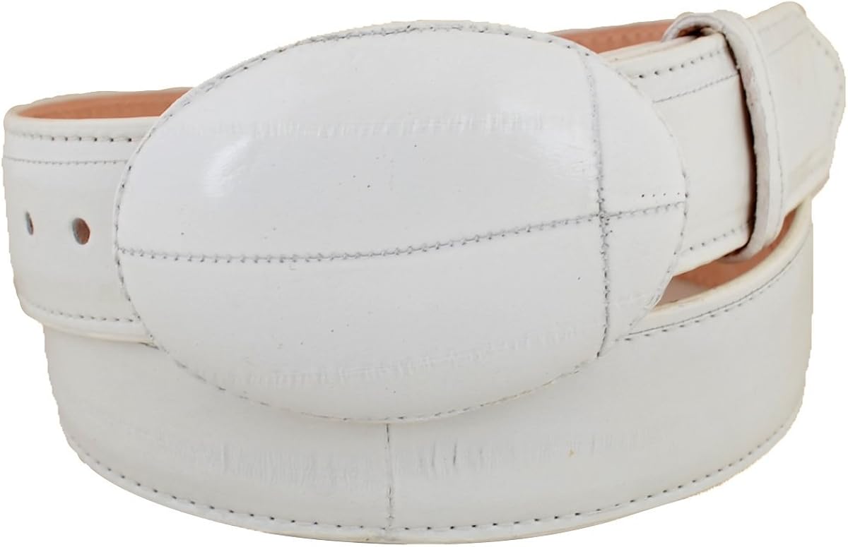 Original White Eel Skin Western Style Belt at Amazon Men’s Clothing store