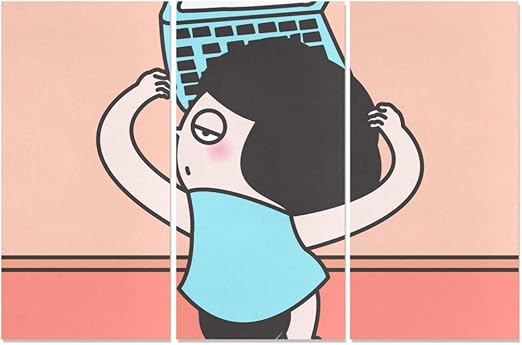 Amazon Com Jnseff 3 Panel Boy Wall Decor Girl Tired Workplace Sleep Woman Desk Bathroom Wall Art Painting Walls Wall Art Decor Kids For Home Living Room Bedroom Bathroom Wall Decor Posters Posters