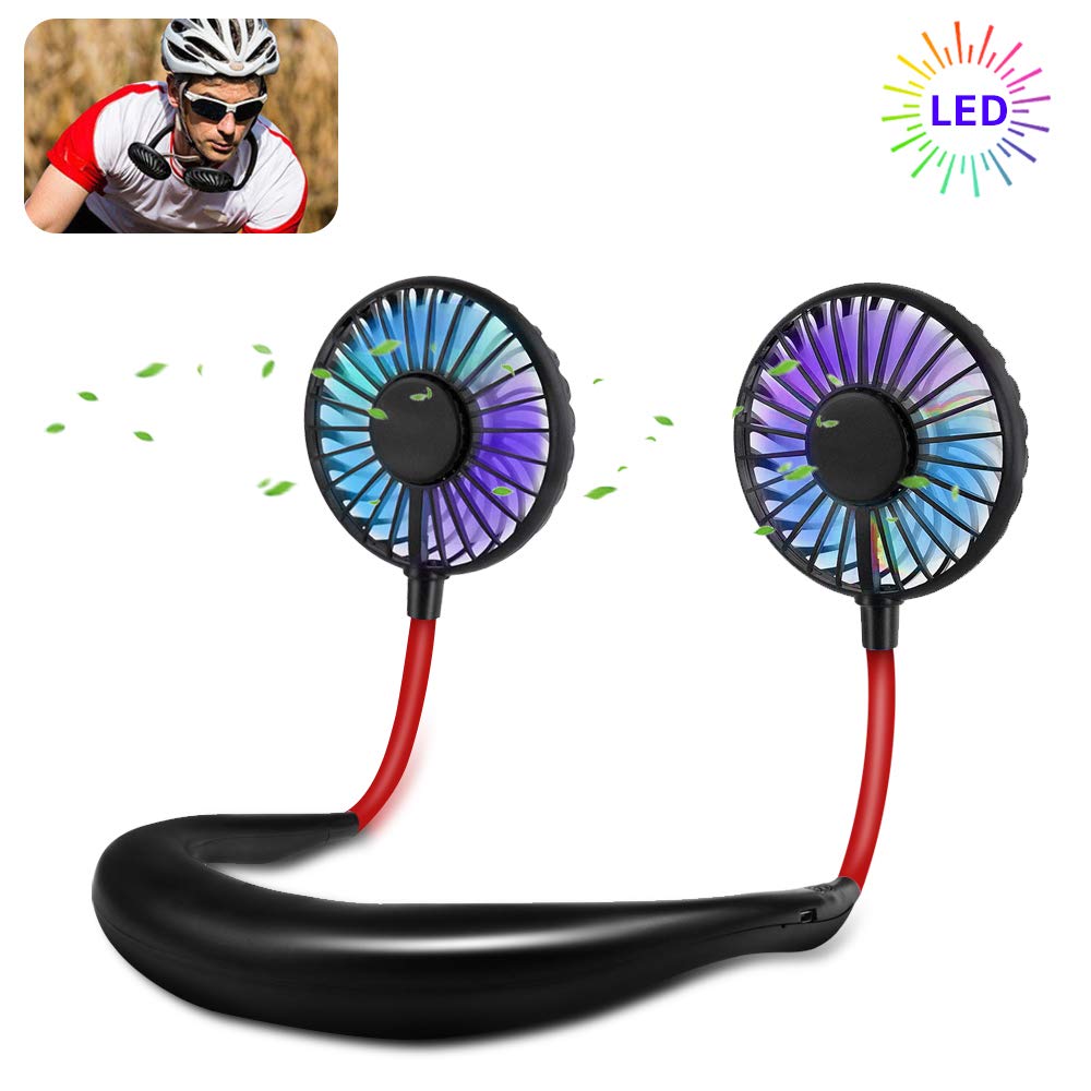 Dual Head LED Mini Fan Portable Hand Fan 3 Speed Adjustable Micro USB