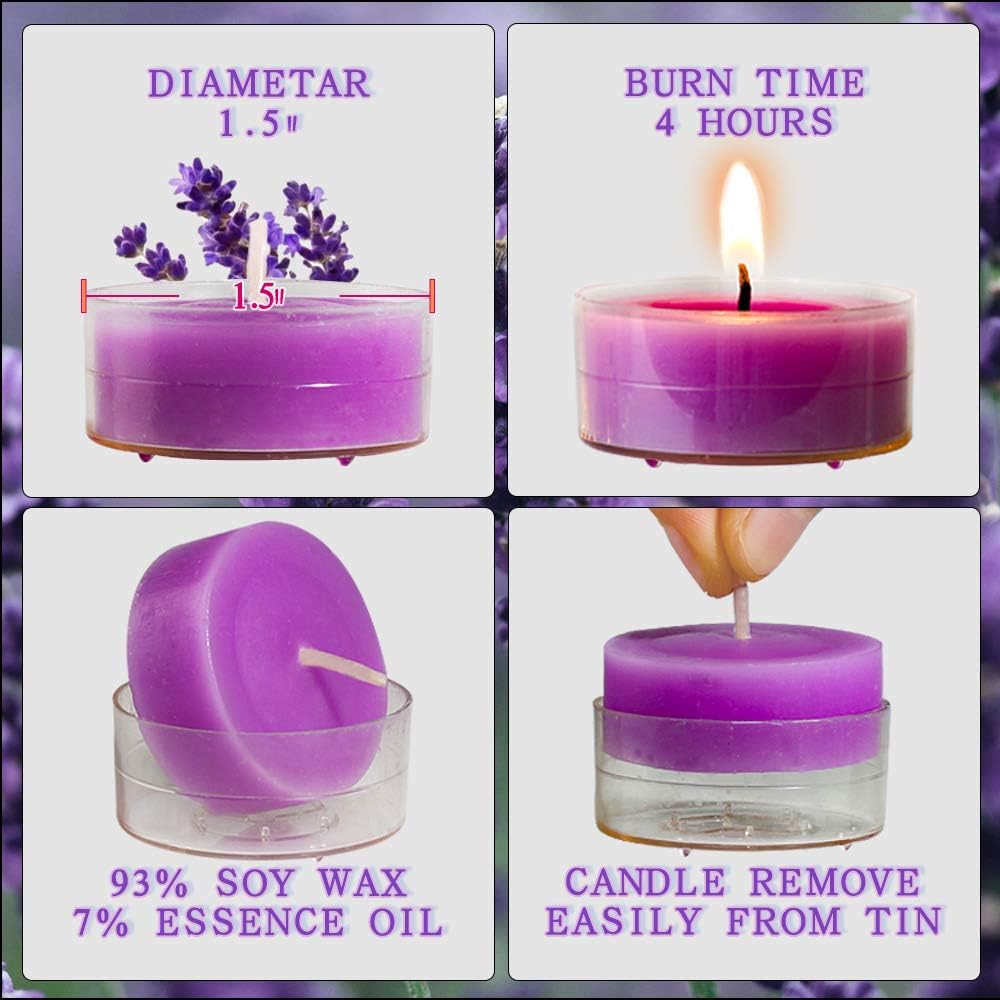 Essential Oil Candle Aromatherapy Candles Bulk (48 Pack) | Long Lasting Burning Soy Tea Lights | Scented Tealight Candle Used for Candle Holder | Gifts Set for Women, Small Cute Candles for Home: Home & Kitchen