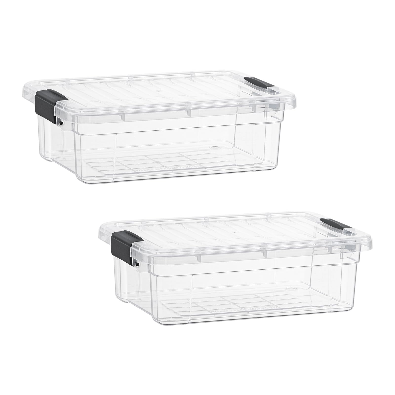 Photo 1 of Superio Clear Storage Boxes with Lids, 4.5 Quart Plastic Container Bins for Organizing, Stackable Crates, BPA Free, Non Toxic, Odor Free, Organizers for Home, Office, School, and Dorm, 2 Pack