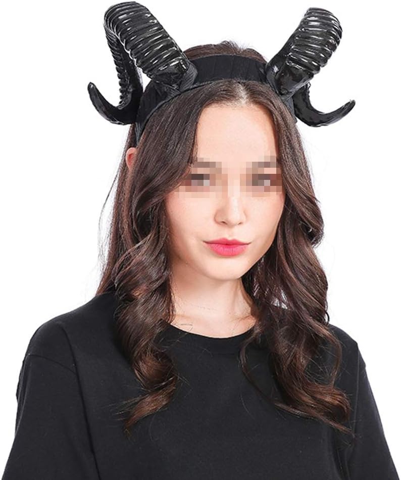 Large Horn Headband Black Devil Horn Hair Hoop Cosplay Ox Hair Accessories for Halloween Costume Cosplay Photo Props 27x12.5 Cm - Image 4