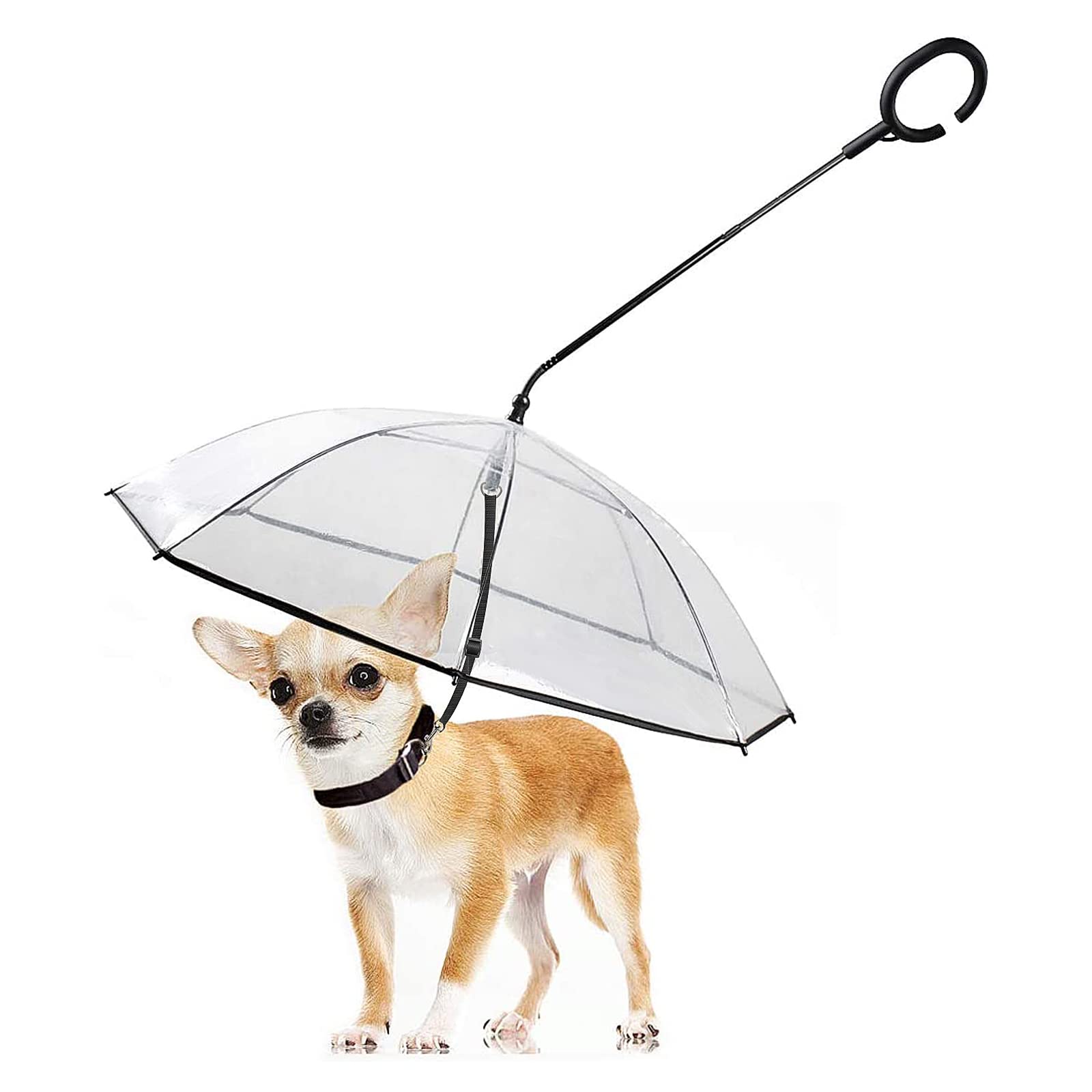 Photo 1 of LESYPET Dog Umbrella for Small Dogs, Clear Puppy Umbrella with Adjustable Rope Leash for Rainy Walking, 27'' Diameter