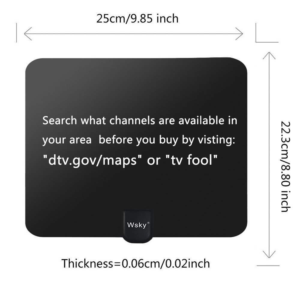 [Newest 2018] Wsky TV Antenna, 5080 Long Miles Amplified HD Digital TV