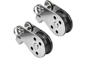 Sailing Pulley,2pcs Stainless Steel Nylon Small Lifting Blocks Rope Runner Kayak Pulley for Boating Kayaking Marine Sailing A