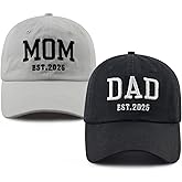 GzacDeope 2PCS Dad and Mom Hat for Men Women, Funny Adjustable Cotton Embroidered Parents Gifts Baseball Cap