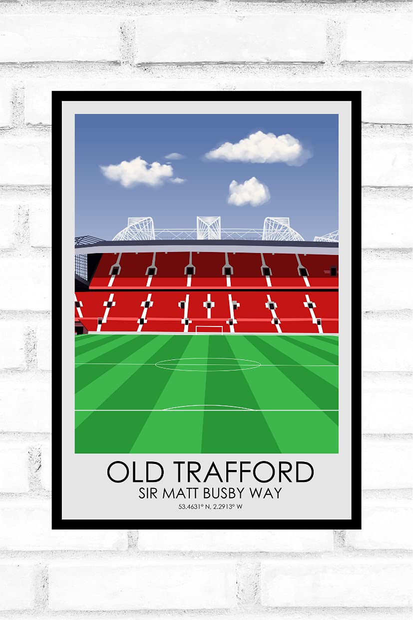 Hewson's Gifts Manchester United Old Trafford Stadium Print - Football Fan Gift - Dad, Brother, Son Present (A4 Size)