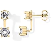 PAVOI 14K Gold Plated Cubic Zirconia Earrings Jacket for Women - Sterling Silver Posts Dainty CZ Front and Back Double Studs - Statement Ear Jacket Earrings for Women