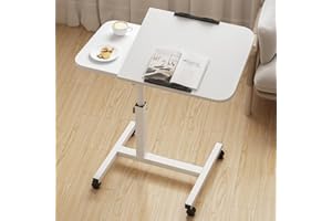 IDEALHOUSE Over Bed Table Adjustable Height(60-95CM), Hospital Bed Table with Anti-Slip Strip, Overbed Table with Wheels for 