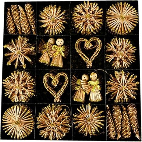 Annastore 62-TLG. Set Strohsterne zum Hängen Ø ca. 6 cm - goldfarben