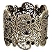 D EXCEED Vintage Metal Lace Pattern Etched Filigree Crystal Stretch Bangle Bracelet for Women 7