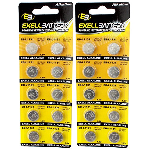 2pc 10pk Exell EB-L1131 Alkaline 1.5V Watch Battery Replaces AG10 389