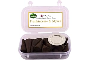 Yajna Frankincense-and-Myrrh 100%-Natural-Incense-Cones Handmade-Hand-Dipped Organic-Chemicals-Free for-Purification-Relaxation-Positivity-Yoga-Meditation The-Best-scents (20 Count)