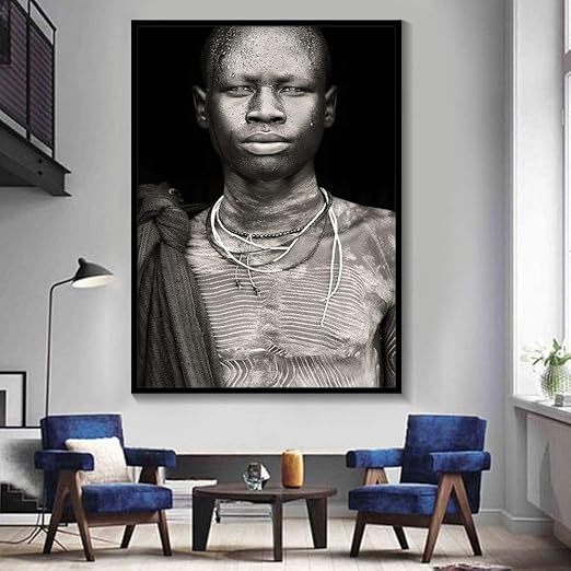 Geiqianjiumai Hombre Africano Pared Arte Retrato Decoracion Del