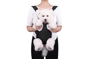 MIUCAT Pet Dog Carrier Backpack, Adjustable Pet Front Carrier, Legs Out Hands-Free Travel Backpack for Traveling Hiking Camping for Small Dogs Cats Rabbits(Black, Medium)