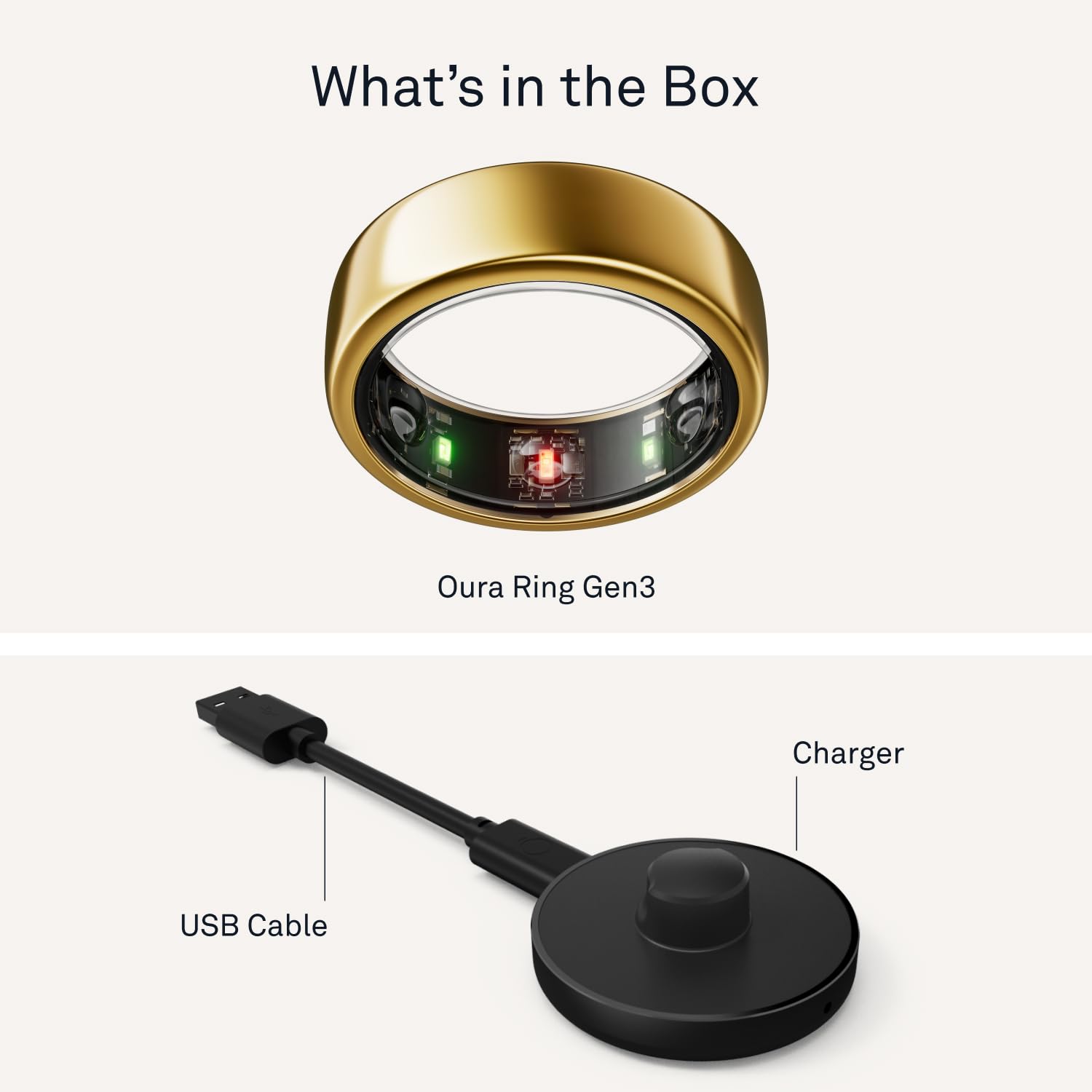 Oura Ring Gen3 Horizon - Gold - Size 6 - Smart Ring - Size First with Oura Ring Gen3 Sizing Kit - Sleep Tracking Wearable - Heart Rate - Fitness Tracker - 5-7 Days Battery Life