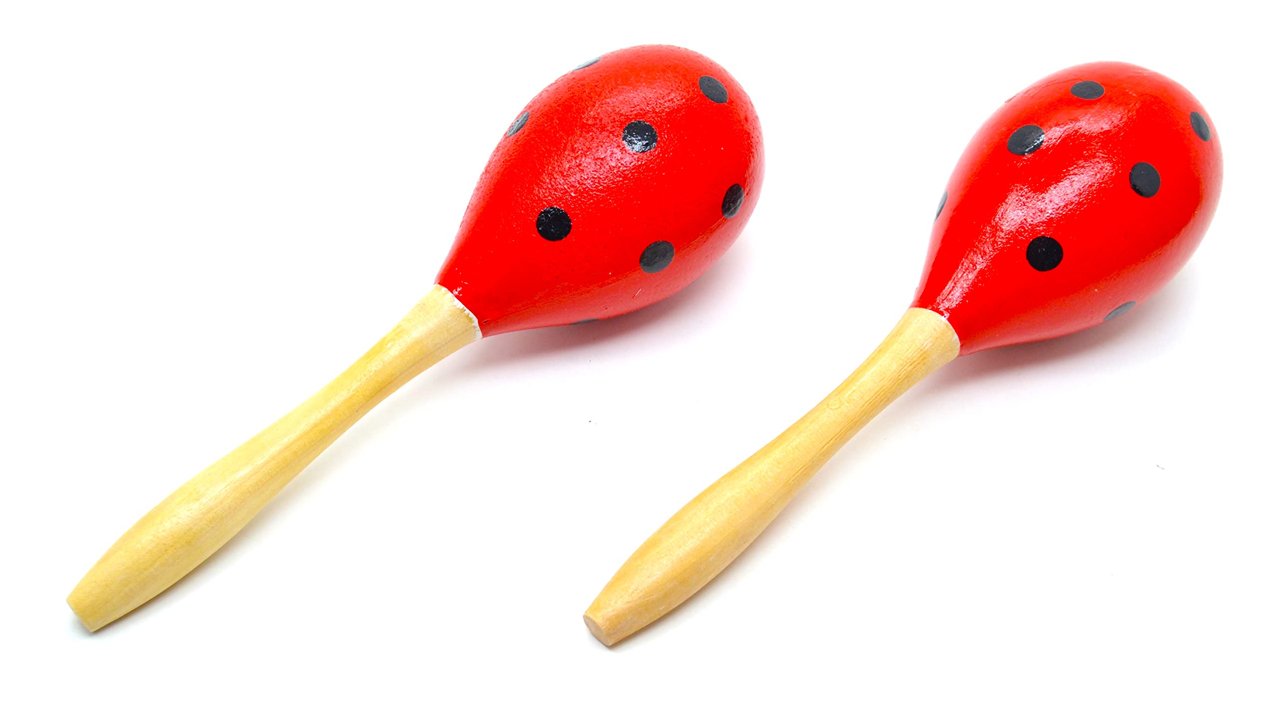 Adult Maracas 1 Pair, Red and Black, Spanish Maracas Red Polka Dots, Traditional Spanish Colors, Rumba Stirrers, Hand Percussion, Musical Instrument