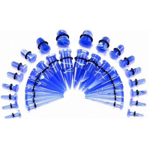 Twolobes Glas Stretching Kit - 6/10/12 Stück Ohr Tunnel Dehner 1,6-12mm Mit O-Ringen