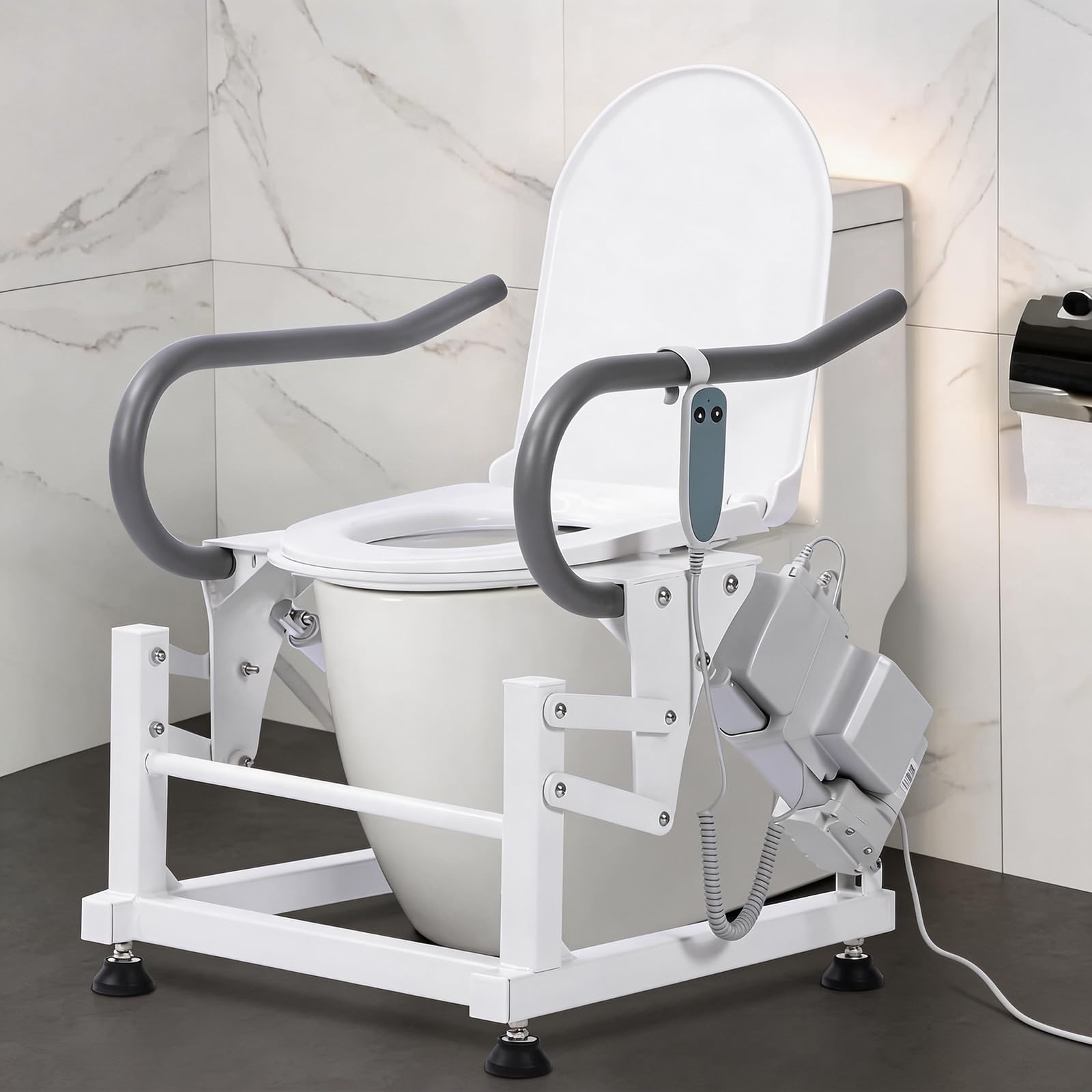 Photo 1 of Lift Toilet Seat for Elderly with Padded Arms, Dual Motors Electric Sit to Stand Lift for Elderly and Disabled, Toilet Seat Lift Supports Up to 440lbs