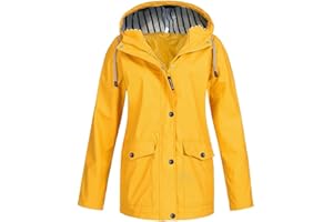 Womens Rain Jackets Waterproof Rain Coats Lightweight Packable Raincoats Hooded Zipper Trench Coats with Pockets