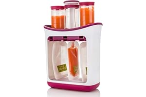 FAMKIT Squeeze Station, Baby Food Squeeze Station with 10Pcs Replacement Squeeze Bags for Homemade Infant Baby Fresh Fruit Juice Food Maker
