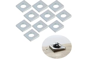 VILPKWMP 10 Pcs Steel Shim Beveled Washers 3/8 x 7/8 Inch, Galvanized Metal Wedge Square Spacers, 2-5.7mm Thick Angled Design, Rust-Resistant Washers for Channel Steel Leveling Applications
