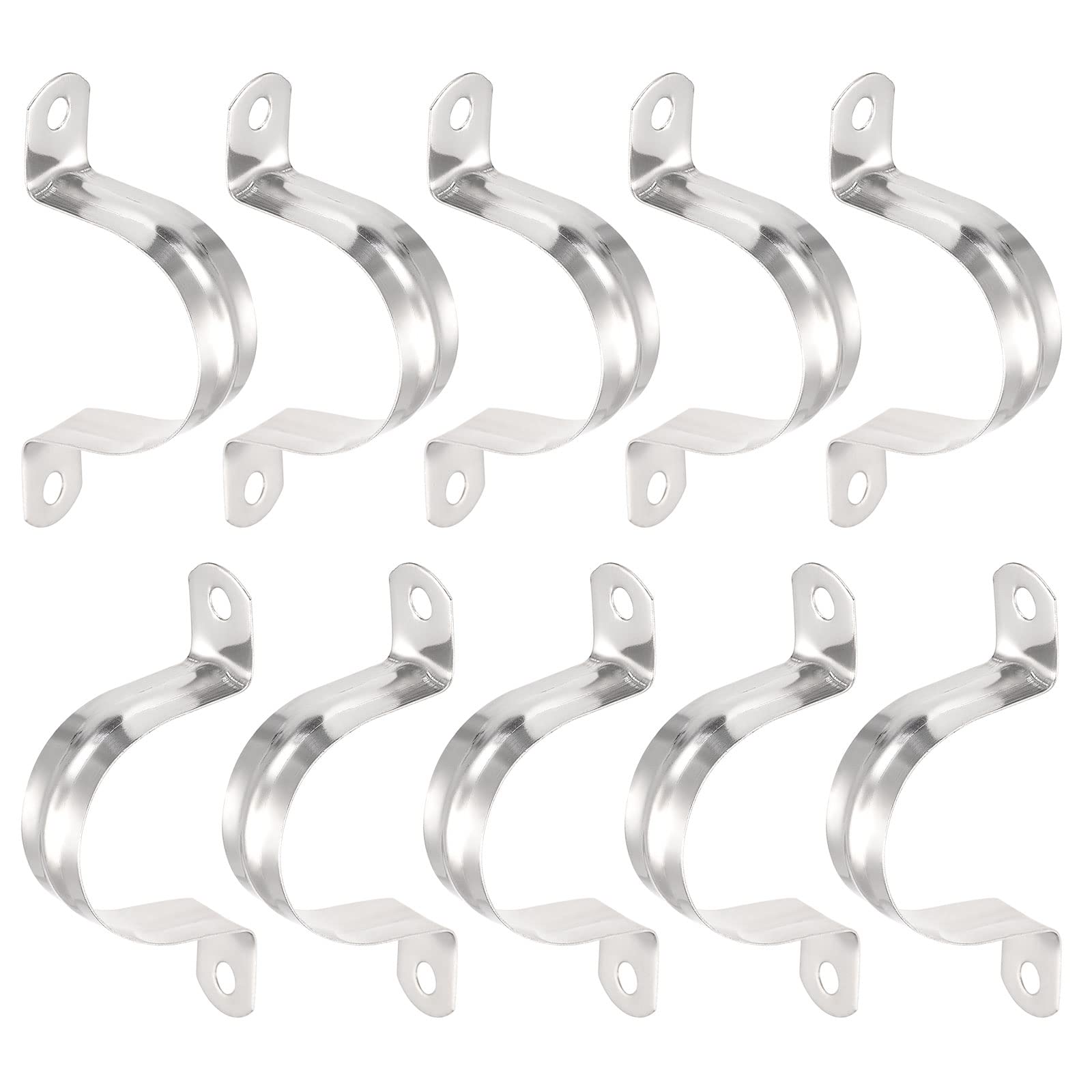 DTGN 18mm(W) Two Hole Strap - 25Pack - Good for Industrial 42mm Dia Pipe Fixing - 201 Stainless Steel Rigid Pipe Strap Clamp - Silver Tone