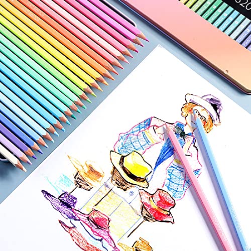 Pastel Colored Pencils, Color Pencil Set for Adults and Kids, Soft Wax