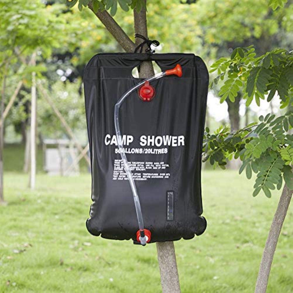 Camp Shower，Portable Solar Shower Camping Bag 5 Gallon Ultralight PVC Black Bag for Summer Camping Outdoor Hiking Travel: Clothing