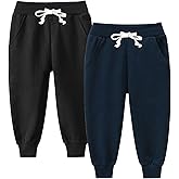 IjnUhb Boy's 2-Pack Pants, Toddler Cotton Pull on Jogger, Kids Dinosaur Drawstring Elastic Sweatpants