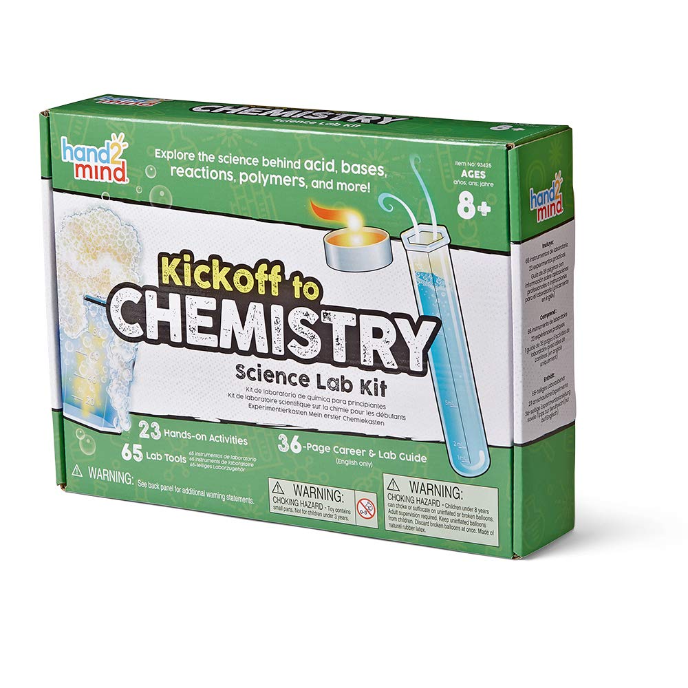 hand2mind Kickoff to Chemistry Science Lab Kit, STEM Kit, STEM Toys, Testing pH Acids and Bases Kit, Rock Candy Kit, DIY Lava Lamp Kit, Kids Science Lab Kit, Kids Chemistry Set, 23 Hands-On Activities