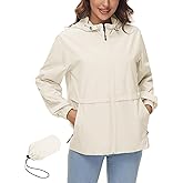 Avoogue Womens Waterproof Rain Jacket Lightweight Raincoat Packable Hooded Outdoor Windbreaker