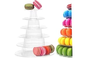 Macaron Tower 9x10 6 Tiers Round Clear Macaroon Tower Stand Multi-Purpose Cake Dessert Serving Tray for Wedding Baby Shower B