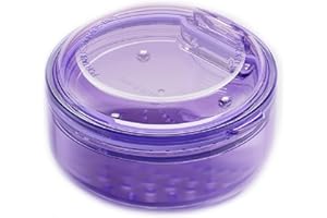 Maoerdental 2 in 1 Retainer Cleaner Case,Leak Proof Denture Bath Cup,Portable Travel Mouth Guard Case, Soaking Aligner and Denture Holder Cleaner Cup (Purple)