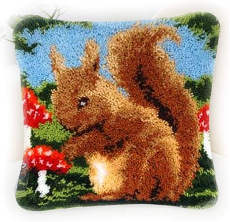 Amazon Com Gift2u Latch Hook Kit Squirrel Diy Throw Pillow Cover