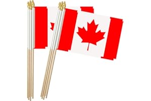 Canada Stick Flag, Canadian Small Mini Hand Held Flags, Small Canada Flag 5x8 Inch,12 Pack, Party Decorations Supplies for Pa