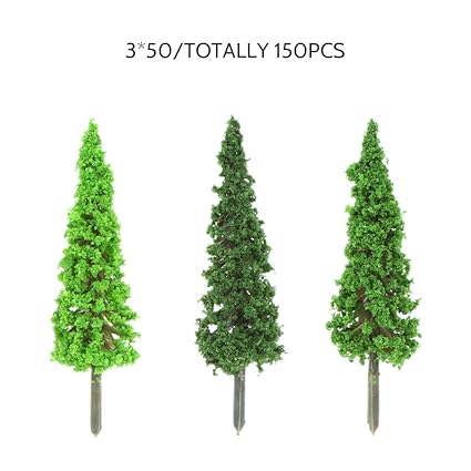 KKmoon 150pcs Mini Architectural Plastic Green Trees Scale Models Garden Decoration Train Railways Landscape Scenery Layout Tree Toys